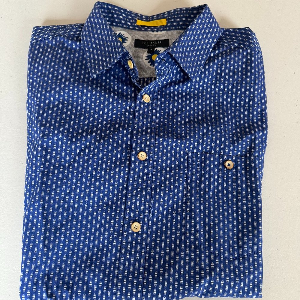 Ted Baker Short-sleeve Button-down Shirt (Size 5, Large)